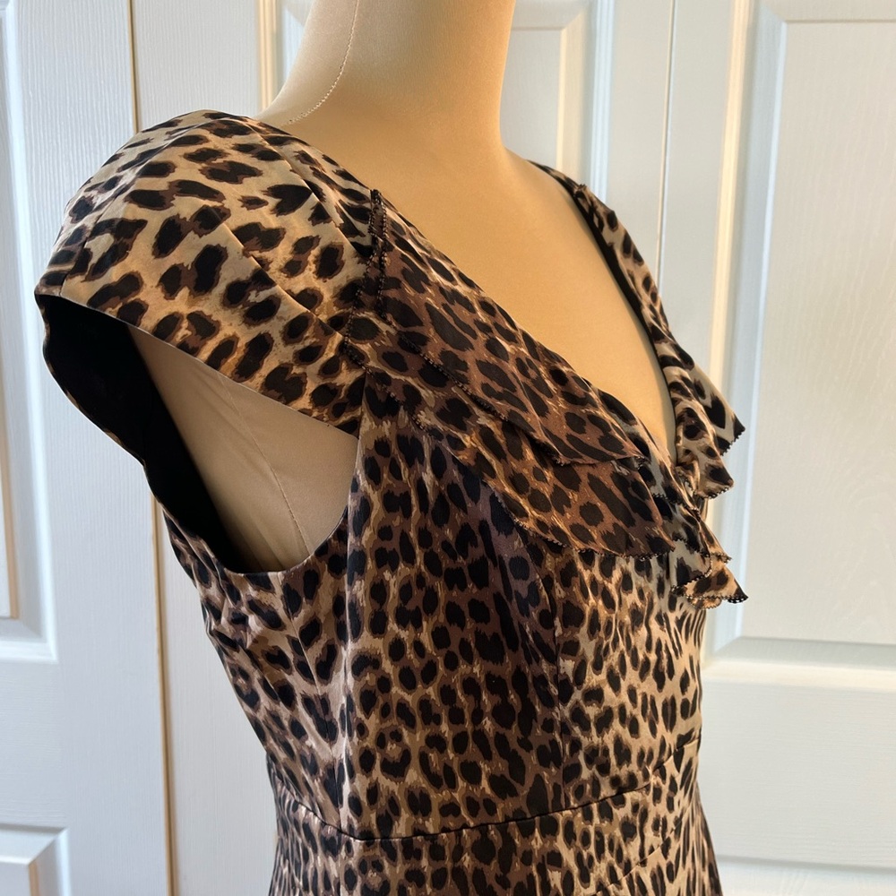Kay Unger Black and Cream Animal Print Midi Dress - Picture 9 of 17